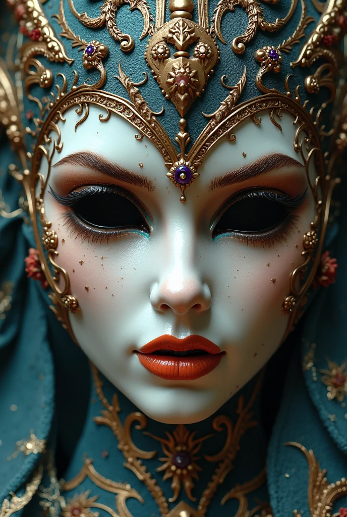 Digital Illustration,Grotesque Aesthetics:Multi-eyed sculpture,Tears,There are many eyeballs growing on the skin of the face,Eyeball Necklace,Eyeball Crown,Realistic eyeballs,teeth,Distorted face, Solitary,black background,crown,veil,Hands touch your face,3D eye bead necklace,