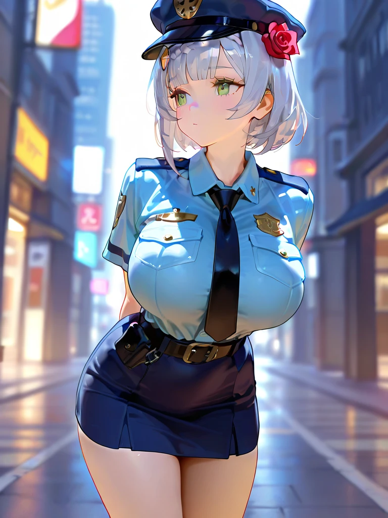 one girl is posing on the roof, blonde hair, updo, bangs, beautiful face, busty, huge breasts, hanging breasts, nipples, wide hip, thighs, cap, necktie, topless, mini skirt, gloves, neon, further city, cowboy shot, epiCPhoto, <lora:pytorch_lora_weights:0.5>, <lora:age_slider_v2:1>, <lora:breastsizeslideroffset:0.1>, <lora:LoconHangingBreasts_v1:0.5>, <lora:picxer_real:0.6>, <lora:InstantPhotoX3:0.2>, <lora:more_details:0.6>