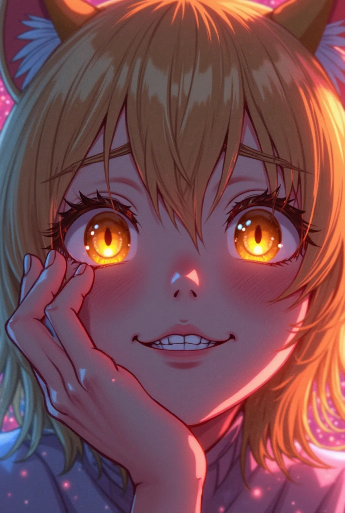 8 year old Japanese girl naked,Upper Body,Arms raised close-up glowing eyes elated ahegao'Eyes wearing silver-white mirrored lens sunglasses、I looked at the world reflected in the lenses of my sunglasses..(Side Pony,Colorful Hair),