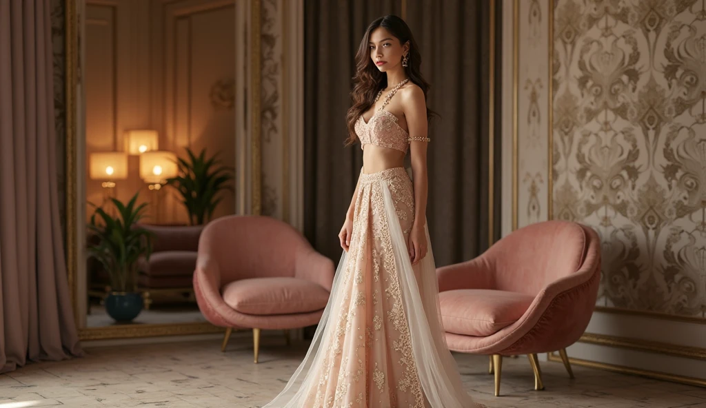 evelynsharma, detailed eyes, ethnic princess, richly embroidered gown, royal tapestry, realistic, hires photo, on a throne, clear face, realistic skin, high depth of field, cinematic lighting<lora:5sharmas:1>
