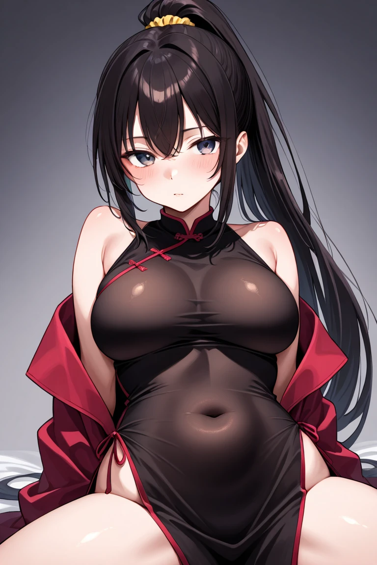 Mature big sister,Black long hair,Black tights,Chinese style,Beautiful black eyes,Extremely detailed,high resolution,Simple background