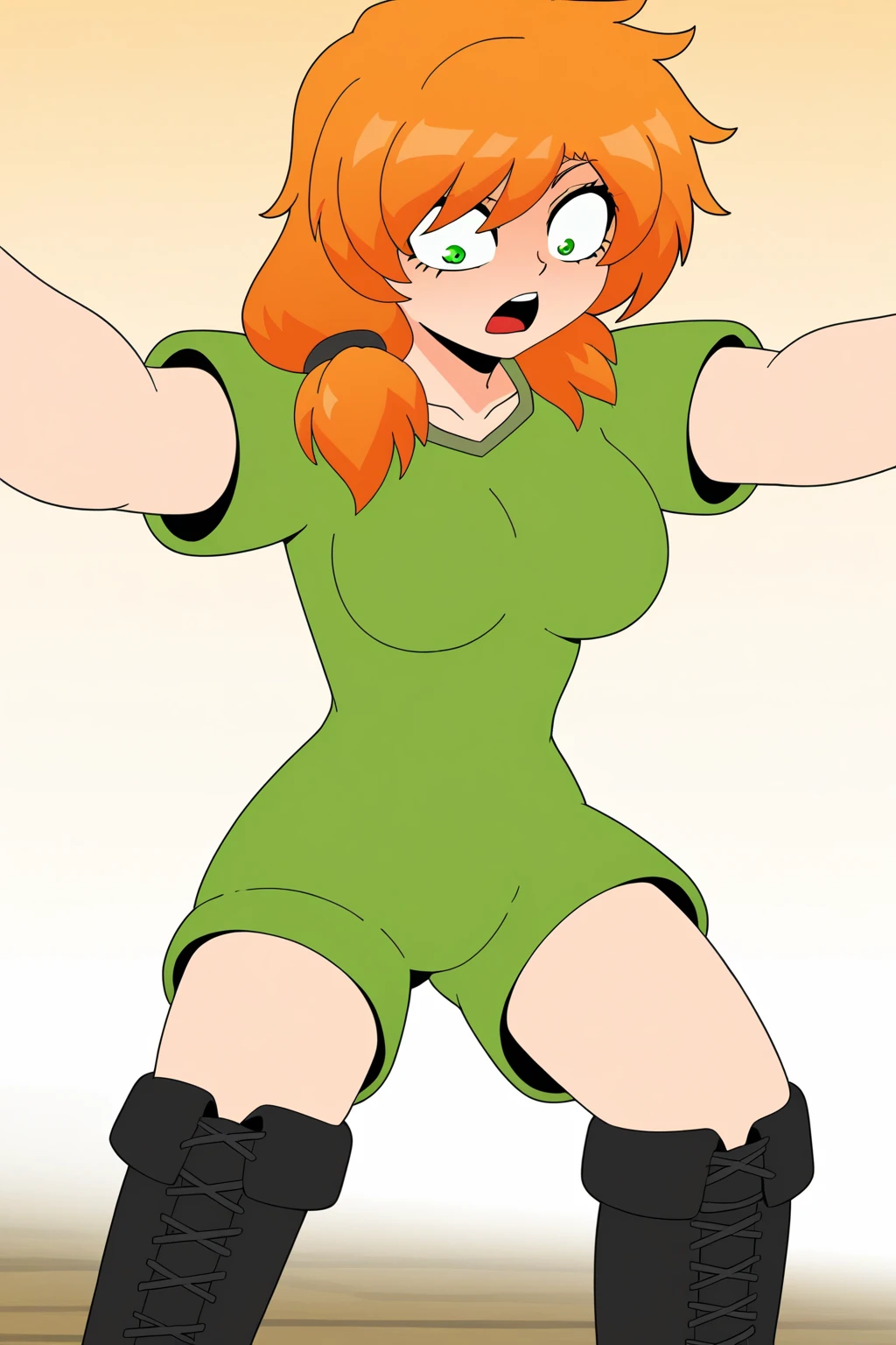 pov, Sam, totally spies, sitting, inside a bus, skirt, bare shoulders, orange hair, green eyes, blushing, hairy penis, foreskin, crossed legs, man, dick flash