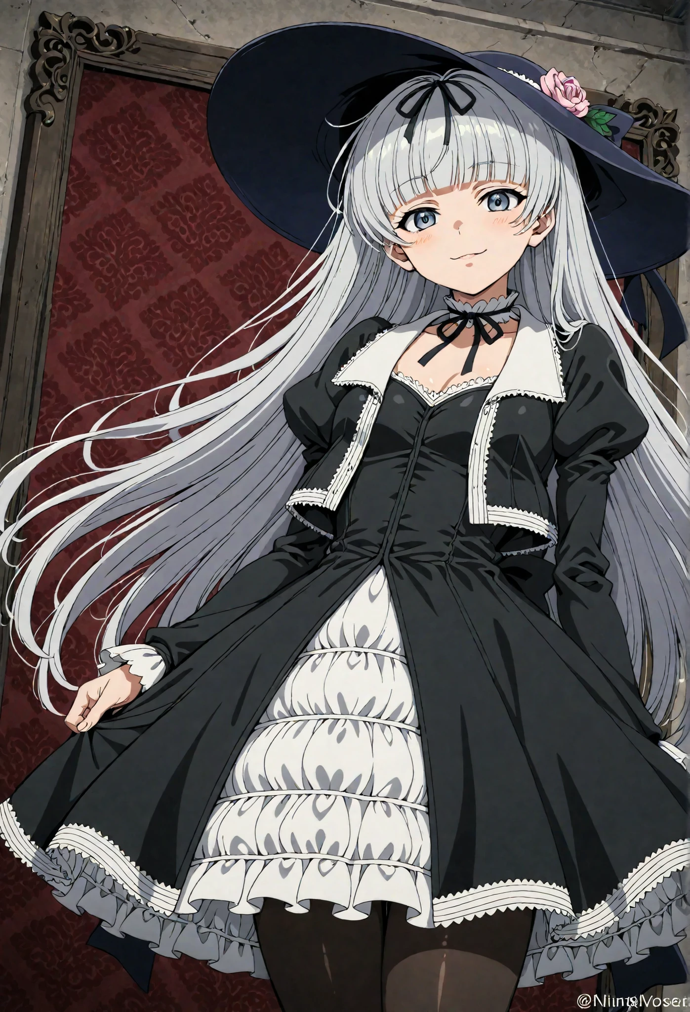 Gretel (black lagoon), gothic fashion,black hat,, best quality, HD ,masterpiece, High-resolution,,