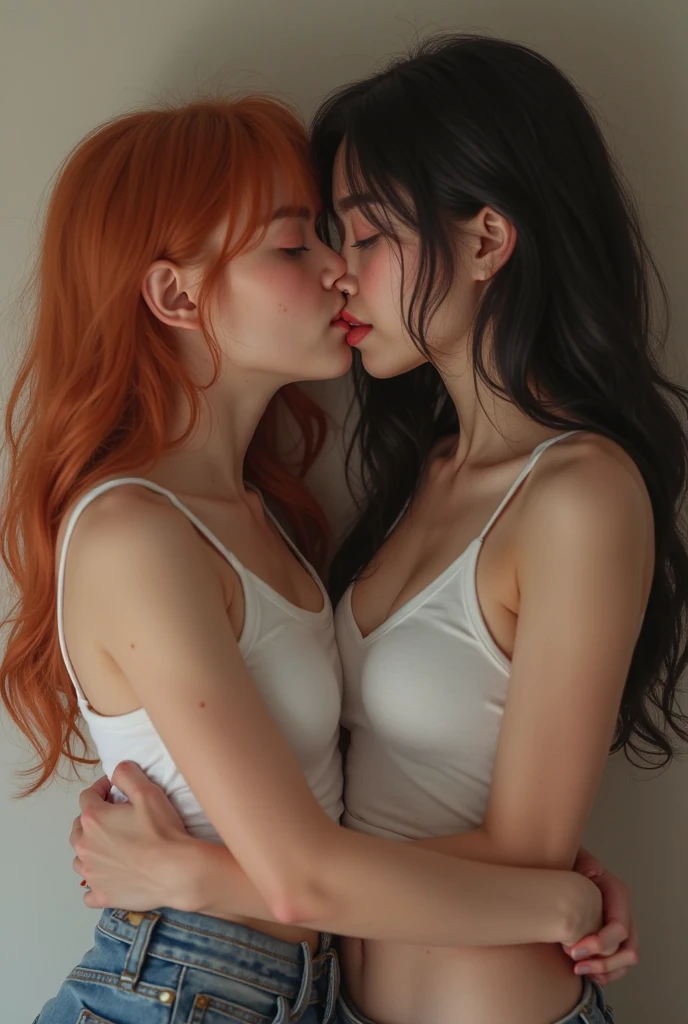NSFW, two girls, redheads, yuri, kissing,  pasion, wet kiss incredible horny