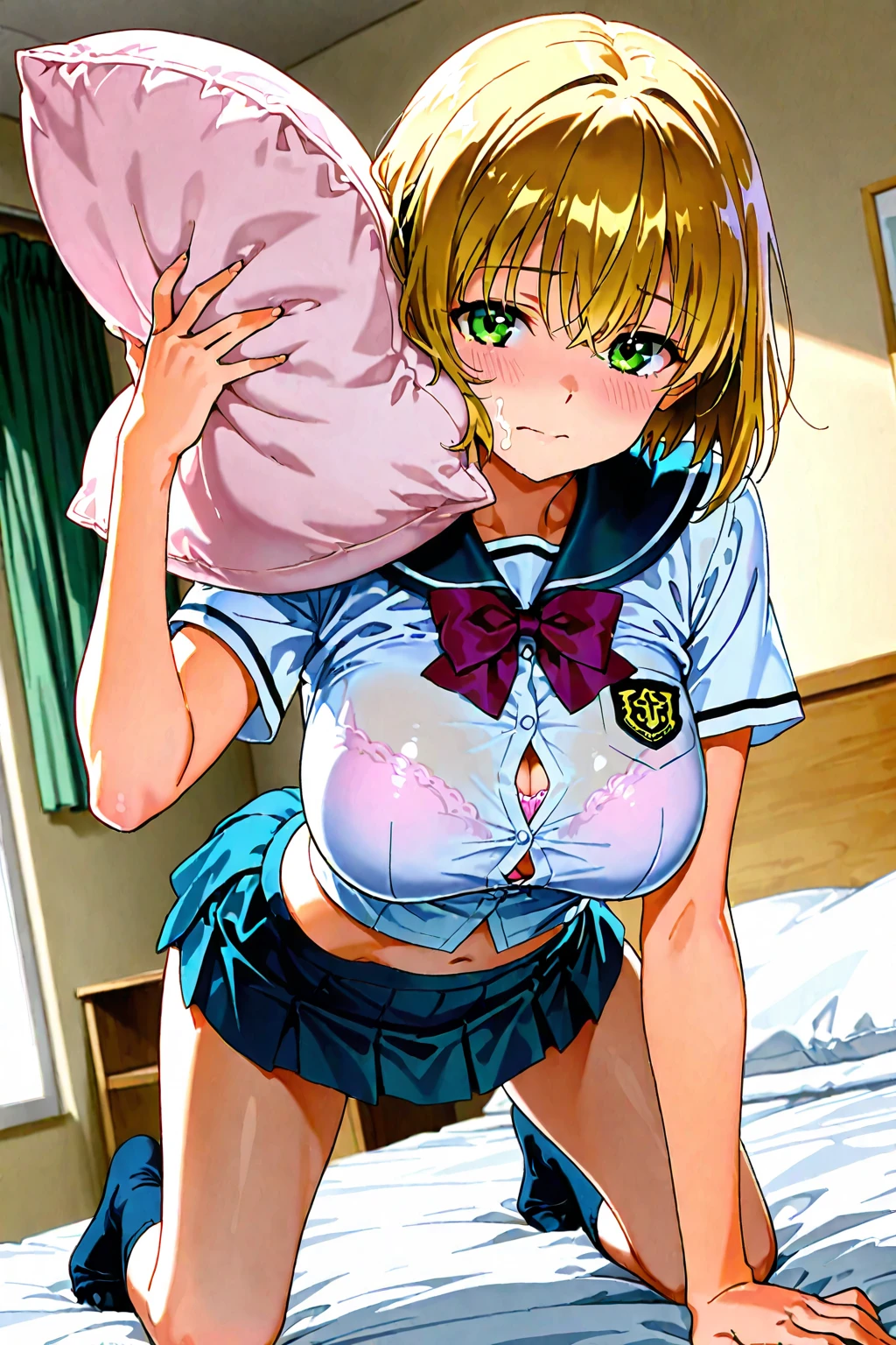 ((sexy girl ,gyaru)) , fantasy , fantasy top, sexy, cute, laying in bed, sex, half covered, skirt, moaning, getting manhandled, lewd