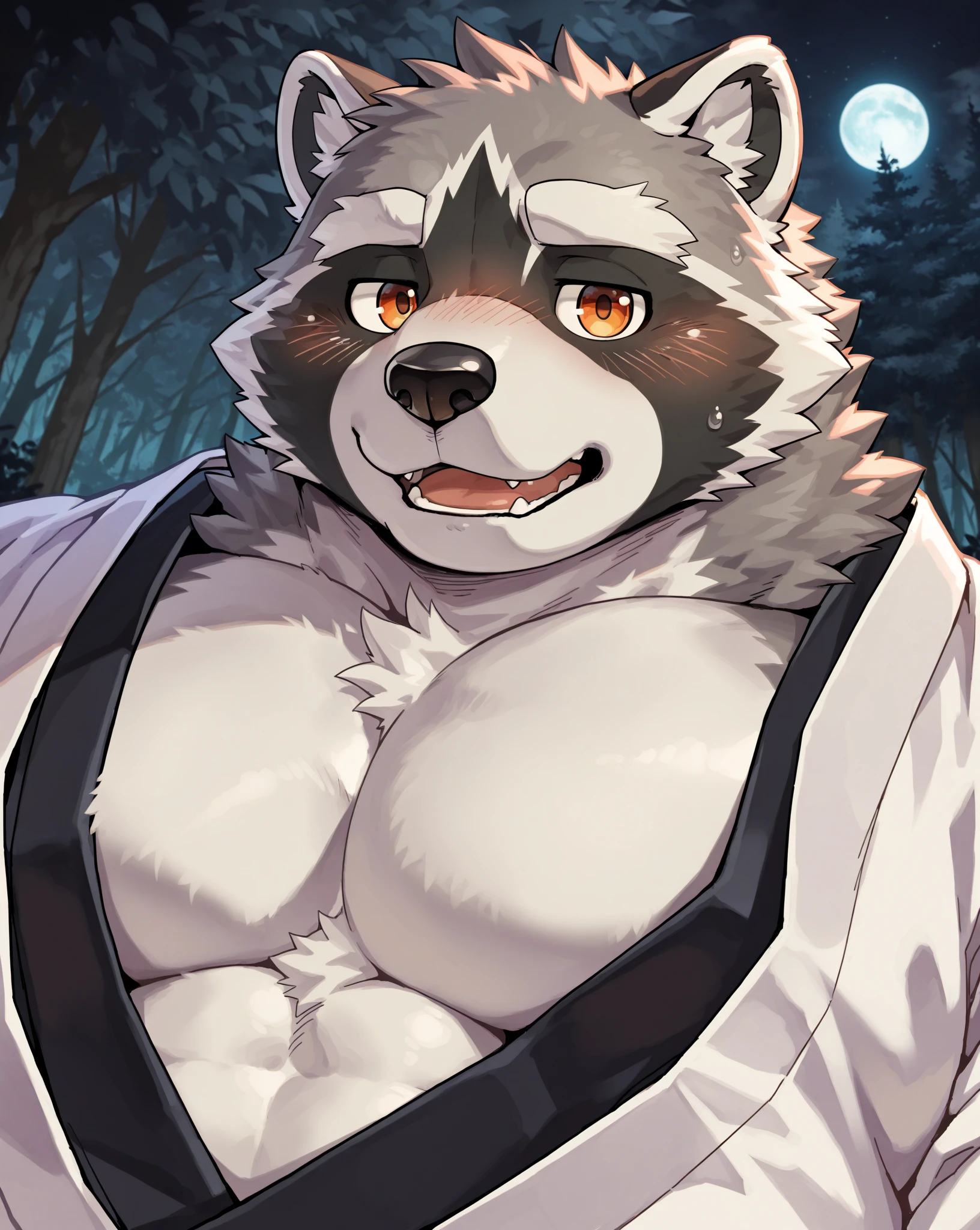 alone, ((fluffy fur, fluffy, Furry body)), detailed fluffy fur, Detailed face, Fine grain, Dynamic pose, (Super detailed), Sharp focus, rainbow, Eyes, Furry, (Greyish black fur:1.5), White Beard, Humanity (Wolf), male, middle aged, White belly, (((Muscular))), (Obese:0.2), Not too fat, Completely naked ((penis)), ultra Detailed face, Attention to detail, high quality, (最high quality,4K,8K,High resolution,masterpiece:1.2), (close:1.3), Takemoto Arashi, From kulplant, From null-ghost, From raccoon21, Dynamic Lighting, smile, (whole body:1.4), View your viewers, Are standing, Close-up portrait, In the forest, High resolution, Hand Wraps, Fine hand, (Low angle view:1.4), I will hand it over, Squat