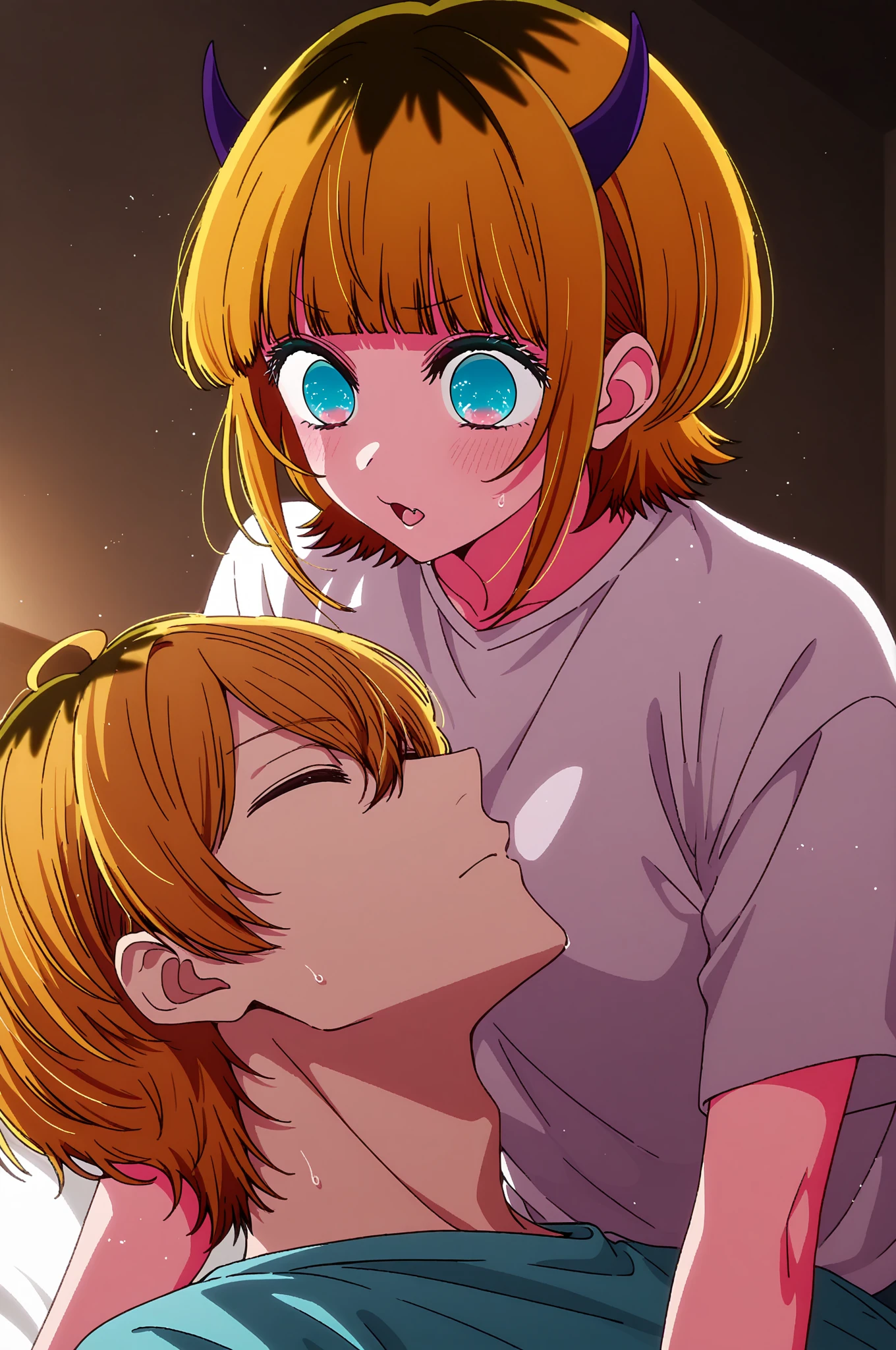 NSFW maddie fenton, a sexy milf, mature body, pixiv artwork, masterpiece, wearing a skintight blue bodysuit accentuating her curves, raping boy, orange hair, bobcut, seductive, no panties, curvy toned physique with big breasts and ass and tiny waist, body made for sex, no bra, dominating boy, dominant woman, femdom, cumming, mother and son, size difference, holding boy in an embrace, mother's love, holding boy hard against his will, forcing boy's penis inside her pussy, taking his virginity, her arms wrapped around the boy he cannot escape her embrace