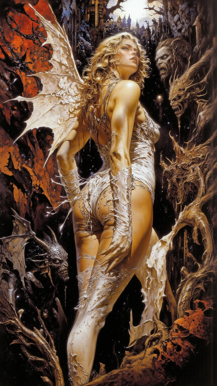 Creer une image ou la femme dessus est en enfer
