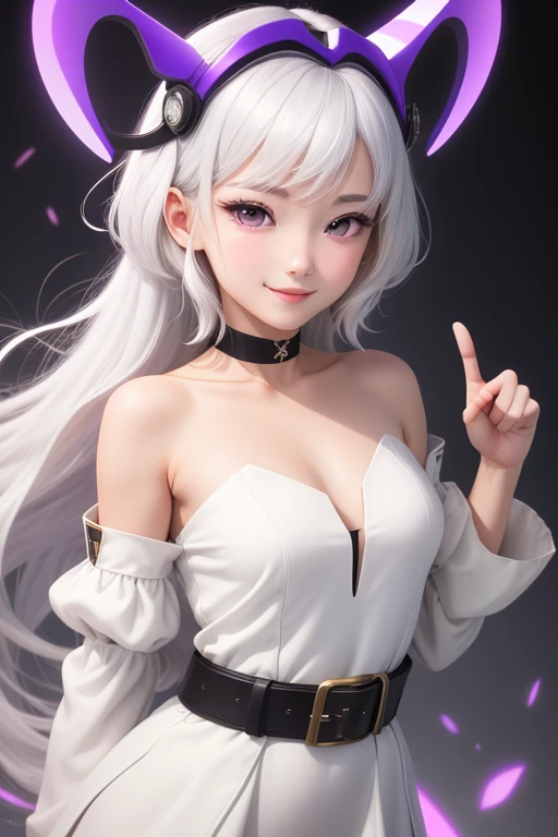 best quality, masterpiece,white hair, gold eyes,white clothes, looking up, upper body,hair strand,Fair skin,side braids