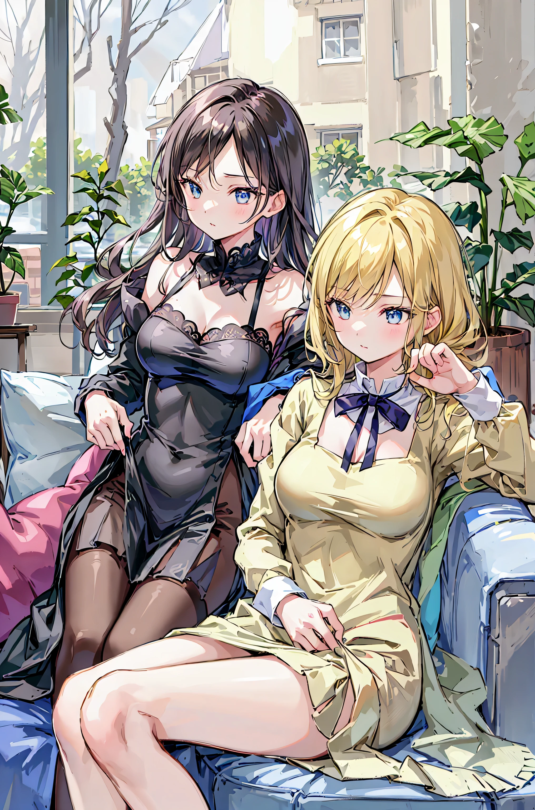 Best Quality，8K，middle School girls，「a boy is grabbing girl’s breasts from behind」valley，Naughty Girls，Absurd，Horny girl，Bed in the room，Adult