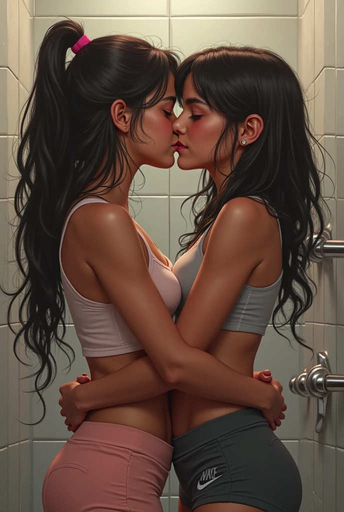 Two fully naked teenagers looking at each other's vaginas, sucking while having sex with their fully naked boyfriend