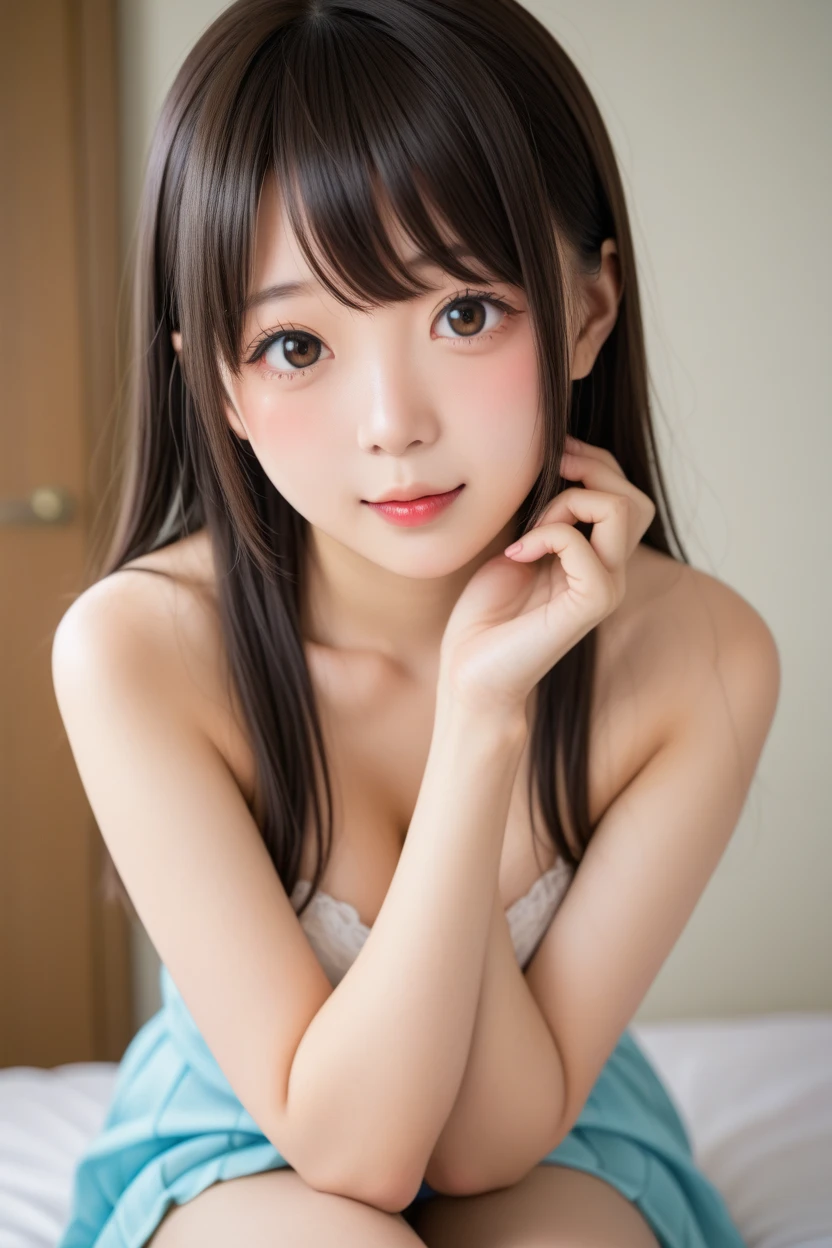 NSFW, 8k, High-level, absurd, masterpiece, best quality, primitive, very detailed CG, very detailed wallpaper, perfect lighting, Extremely detailed (((The personifying " Lum in Urusei Yatsura " as a Little Girl))), MysticSight, Tyndall effect, Tyndall scattering, Studio gray background with (many Dazzling RainbowColor particles BokeH:1.28), (RoundlyButts, ThighGap), (Exposed:0.4), (Assfocus with looking ahead), BREAK (NOGIZAKA face variations) Extremely Detailed very KAWAII face variations, perfect anatomy, Childish, captivating gaze, elaborate detailed Eyes with (sparkling highlights:1.28), long eyelashes、Glossy RED Lips with beautiful details, Coquettish tongue, Rosy cheeks, Radiant PearlSkin with clear transparency . { (Dynamic LifeLike expressions:1.4) | :d) }, (large eyes:-1) .