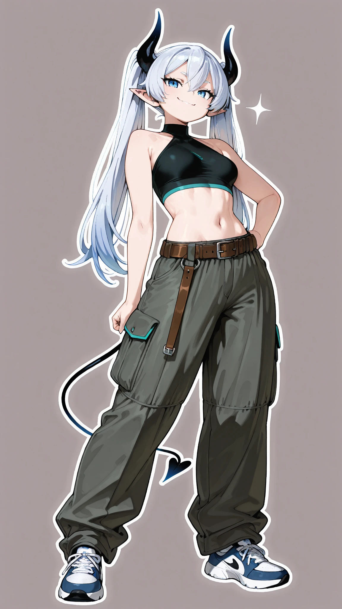 green solid background, 1 woman, best quality, ultra high res, long hair, white hair, purple eyes, full lips, military pants, white tank top, sleepy at viewers, double D breast, standing, full body, holding pistol
