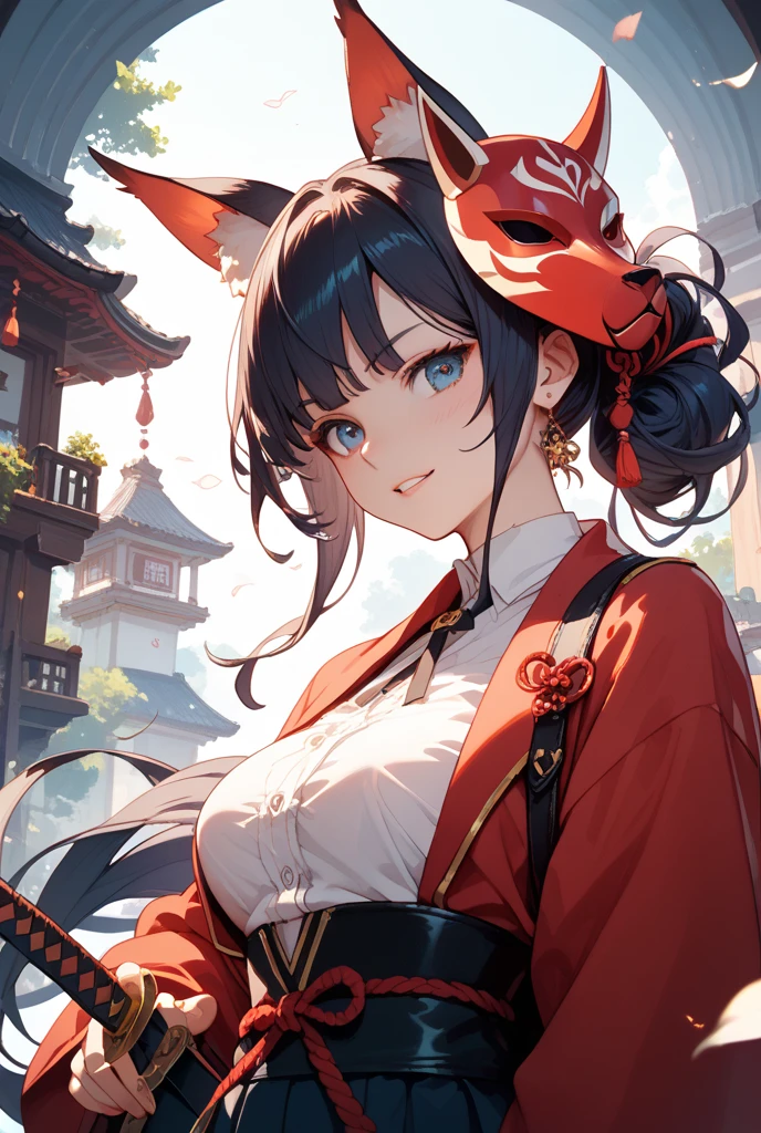 (Cinematic quality),(Complicated details),(The Kamishima Empire in the sundial),(Red Alert 3 Shenzhou Empire),A bustling capital,Spectacular city,The flag is raised,future era,