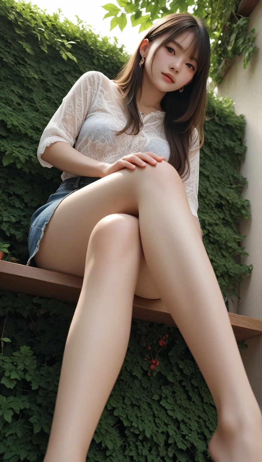 (Super realistic)、(High resolution)、(8K)、(highest quality)、(Super detailed)、(masterpiece)、(wall-)、(details face)、solo、Reflecting the whole body,Outdoors,Clear like a photo ,(((spread your legs, sit with both knees bent)))), japanese girl,全nakedやん,超High resolution, (photorealisticです:1.4), (black skin:1.2),Flesh-colored skin、towards the camera、open legs、highest quality、masterpiece、超High resolution、(photorealistic:1.4)、raw photos、1 girl、naked、全naked、short woman、((thin woman))、over knee socks、tights