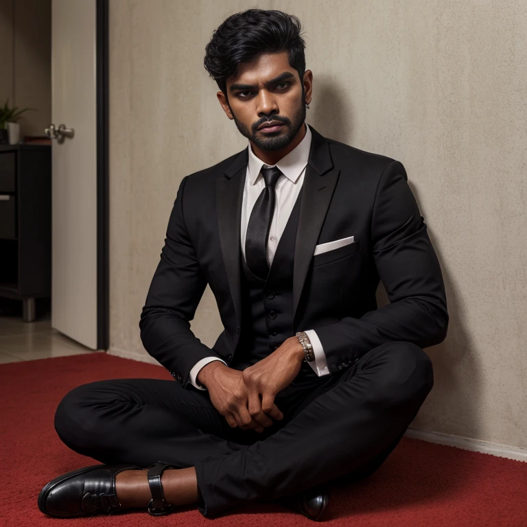 Black man. Model. Tatoo. Suit