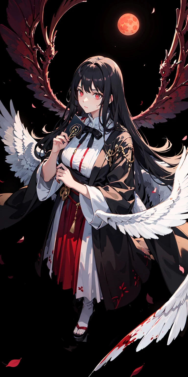 Masterpiece of the best quality, AkagiV5, 1girl in, 独奏, black har, Black kimono, Brown tail, partially fingerless gloves, Komono, Kimono, length hair, Silver Hair Watch Viewer, ((red-eyed)), a smile, eyes glowing, hand on own face, Spider lily, Sakuramon, ((Blood swirl)), (yandere:1.4), (eyes glowing:1.4), Mad eyes,
