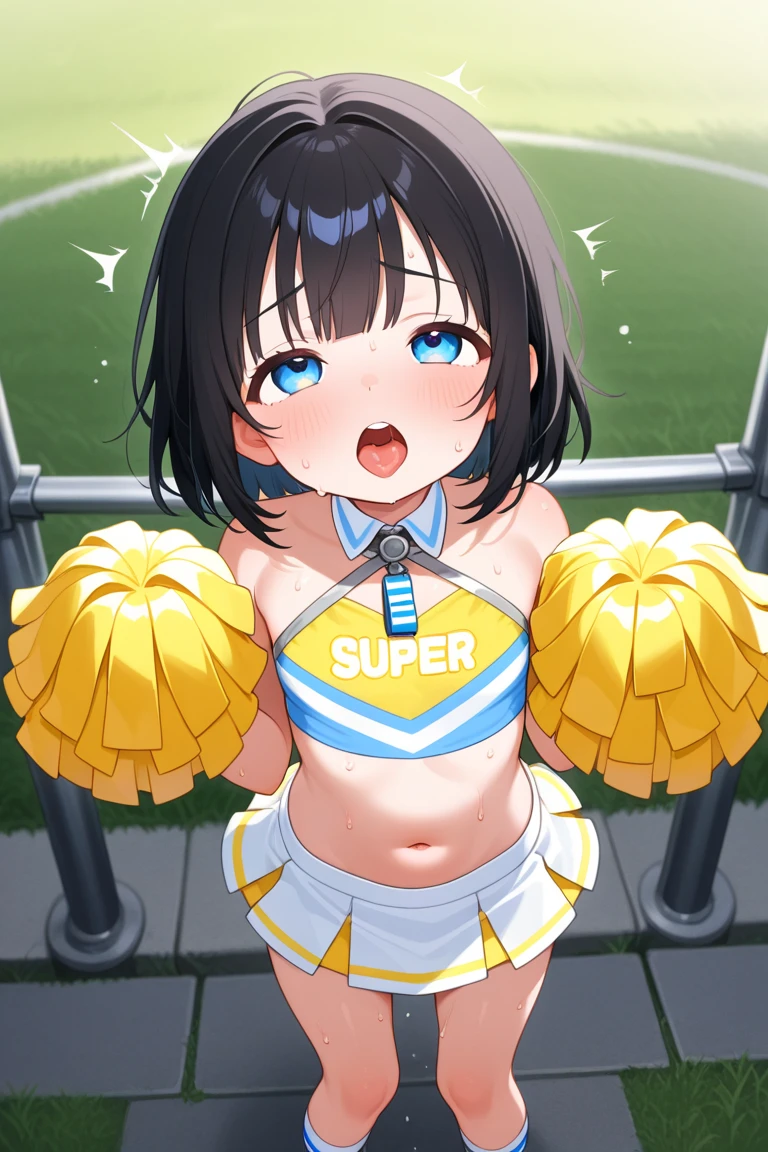 (((masterpiece))), (((best quality))), ((ultra-detailed)), (8K),NSFW,1girl,(((Tomboy))), (((boyish))), black hair, extra short hair, pixie cut,Lolita,Chibi,short girl,minimum girl,((cheerleading uniform)),(flat chest), pussy,anal,rape,hardcore,sex, virginal,anal sex,fellatio,(((gangbang))), multiple boys,3penis,(cum on face),(bukkake),(semen),(cum on body),cum in mouth,cum in pussy,cum in anus,(sex from behind)