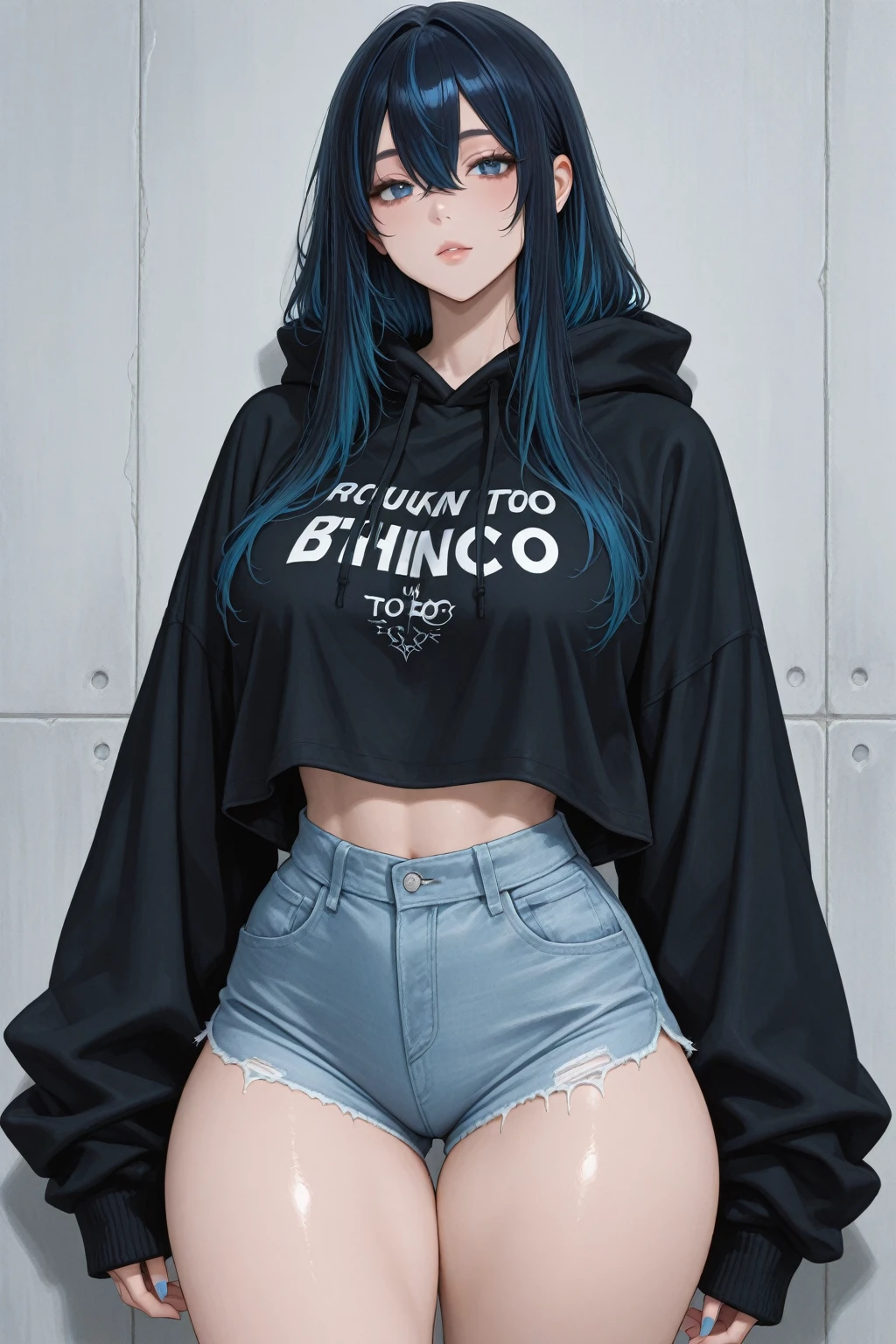Hot goth girl wearing a red hot chili peppers t-shirt