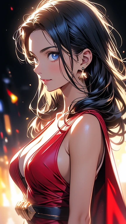 ((midnight, best quality, 8k, masterpiece :1.3)), whole body, Long legs, Clear focus :1.2, Beautiful woman with perfect body :1.4, Slim abdominal muscles :1.1, ((Dark brown hair, 巨Large Breasts :1.2)), (Red tube top tight T-shirt, suspenders shorts Balenciaga socks, permanent:1.2), ((City night scene, roof:1.3)), Highly detailed face and skin textures, Delicate eyes, Double eyelids,Large Breasts,Watch exposed breasts,Touching breasts with hands。(masterpiece, best quality, Ultra Detailed, high resolution, 4K),(Beautiful delicate eyes),(Very rich facial details),(1 girl),Human Development Report,Long hair, shorts, , Brown eyes, Brown hair, cell, bracelet, Vest, Jewelry, watch, Lips, Focus only, Nail polish, Fuzzy background, Smile, wristwatch, Practical, Fuzzy, Looking at the audience,,Exposed,beautiful。
