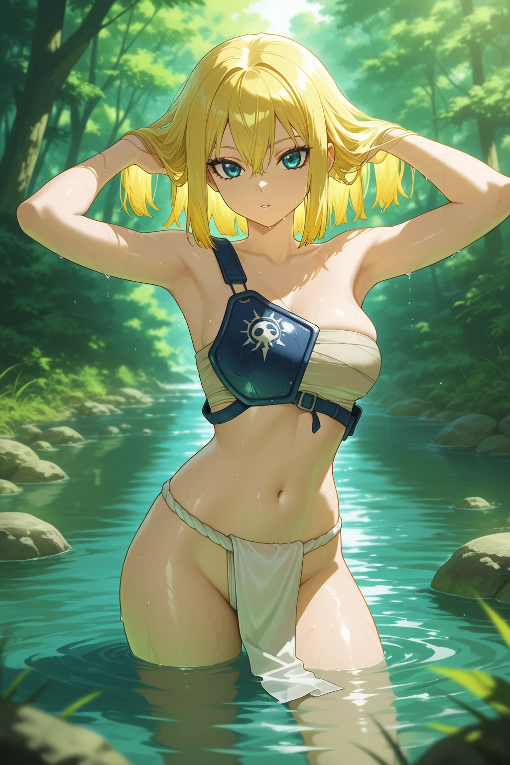 foto realista, foto realista, foto realista, foto realista, foto realista, foto realista, foto realista, foto realista, foto realista, ultra high-resolution, (foto realista:1.4), 1girl, (menina bonito:1.5), ((bikini blue:1.2)), (((Seios enormes:1.9))), (belos seios finamente detalhados:1.9), ((pele clara:1.9)), (seios brilhantes:1.6), ((clivagem)), (belos olhos finamente detalhados), olhos brilhantes, sorrir, ( The background is the forest ), (pesquisar:1.6), (corpo inteiro), (Seios enormes), (beautiful face), (elfa), master part, best quality