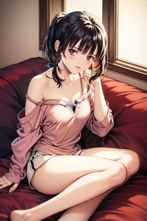 ((chibi)),masterpiece,highest quality,Very detailed,8k,
(((One Girl)))、Zhou Haoguang,warm color,Realistic Skin,Glowing Skin,bloom,High Contrast,cute、thin、
break、
(((Look Down、Cowboy shot with contrast、Dynamic Angle:1.3)))、silver chain diamond necklace、Bright red eyes、
break、
Lola Eyes、Lying in bed、Top-down Bottom-up、(Tifa FF7)、
break、
(((A loose shirt dress with large buttons)))、(((Bottomless)))、blush、Embarrassing、((Small breasts))、Accentuate your cleavage、(Erect nipples:0.8)