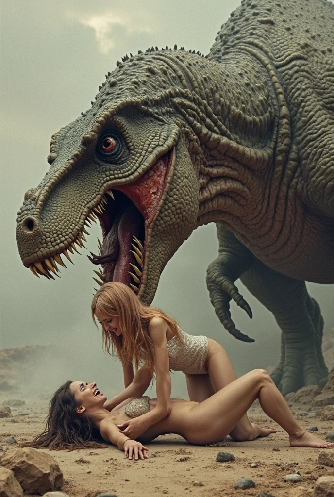 NSFW. (nude) (Nami, large breasts, strip of pubic hair), legs spread, spitroast with two lizardmen, fucking, blowjob, on a deserted beach, shipwreck, (depth of field) (dramatic sunlight), ((best quality)), ((masterpiece)), (detailed)