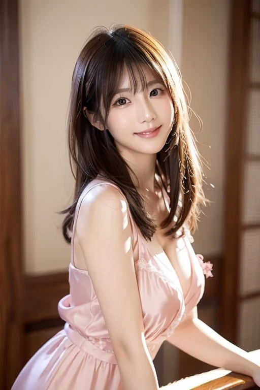 (Highest quality, 32k, High resolution, masterpiece:1.5, ), Memorable photos in abstract style, ((In a swirl of fantastic pastel colors and soft light)), Evokes a sense of calming serenity and elusive beauty, Very rich emotional expression, Have a rich imagination, Cute Japanese Girl, Full Body Shot, Hunchback, Very beautiful face, Magic big eye, A kind smile, Motherhood and generosity, Overflowing affection, ((Shiny brown hair)), Beautifully styled silky long hair, Asymmetrical bangs, Hair between the eyes, transparent, soft, White skin, Neat, Thin eyebrows, double eyelid, Pale pink lips detail, ((Full nudity)), High resolutionの完璧な鎖骨, High resolutionの美しい胸元, Slender body with ample breasts, High resolutionの美しい太もも, Thin pubic hair, Beautiful Vagina,Clearly visible anus, Bedroom, Soft sunlight, Professional Lighting, Professional Photographer, Professional models,mysterious、Sit on a chair with your legs spread