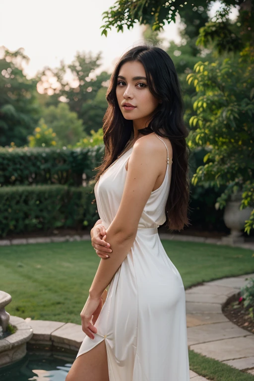 high quality, 8K Ultra HD, hyper-realistic portrait of a captivating woman, The woman is portrayed in a moonlit setting, her features bathed in a soft, diffused glow that accentuates the delicate nuances of her expression. The scene features a female, leaning against a wall with her arms raised, eyes closed in a moment of raw emotion. Her attire is minimal, accentuating the curves of her body and the dramatic shadows cast by the lighting. The background is stark, with sharp contrasts highlighting the contours of her form. The blue and black palette intensifies the mood, evoking a sense of mystery and allure. Subtle film grain and meticulous shading add depth and texture, emphasizing the emotional gravity of the scene. The lighting creates a chiaroscuro effect, accentuating her expressive pose and the intense atmosphere, 1girl, full body, beautiful girl, detailed cute face, cute eyes, detailed lips, highly detaild waist long black hair, wear white summer dress and thighhighs