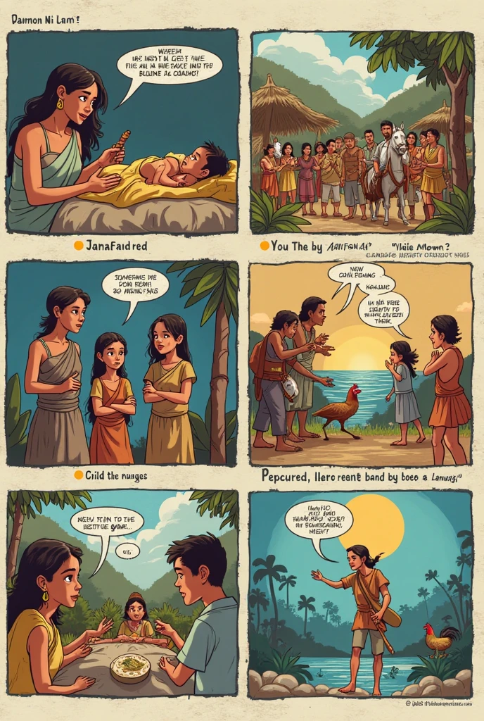 create a comic with 10 comics with the script below:
Title: "The Great Adventure of Pero Vaz de Calminha"
Page 1: Preparations for Part Frame 1: Mary, raphael, peter e Lucas estão em um palco improvisado.
Mary: "personal, Today we are going to perform the letter of Pero Vaz de Caminha!"
raphael: "Isso mesmo! Let's show the discovery of Brazil!"
Table 2: Friends organize costumes and props.
peter: "I want to be the navigator!"
Lucas: "And I'm going to be an indigenous woman!"
Page 2: The Departure Frame 1: (on the stage, Mary e raphael representam Pero Vaz de Caminha e peter Álvares Cabral.)
Mary (How He Walks): "We are ready to set off in search of new lands!"
raphael (like Cabral): "ye - yeah! Let the adventure begin!"
Table 2: (peter entra no palco, dressed as a sailor.)
peter: "Beware the storm! I don't want to get wet!"
Page 3: The Arrival Frame 1: (Beach scene with palm trees. Lucas appears as indigenous.)
Lucas: "whoa! Look at this beautiful screen!"
raphael: "Let's explore!"
Table 2: (Mary e raphael olham ao redor, amazed.)
Mary: "Look at how many fruits! And what huge trees!"
Page 4: First Contact Table 1: (Friends gather and try to communicate with Lucas.)
raphael: "hey! We are friends!"
Lucas: "hey! What do you have to offer??"
Table 2: (Mary apresenta frutas.)
Mary: "We have delicious fruits!"
Lucas: "How delicious!!"
Page 5: The Conflict Table 1: (Friends start arguing about what to do.)
raphael: "But what if they don't want to help us??"
Mary: "We need to show that we can be useful!"
Table 2: (peter e Lucas olham para eles, Worried.)
peter: "And if the Portuguese want to take everything?"
Lucas: "We need to protect ourselves!"
Page 6: The Revelation Frame 1: (Suddenly, the tone of the play changes. Mary e raphael discutem.)
raphael: "But what if they don't want to become like us??"
Mary: "What do you mean?"
Table 2: (peter e Lucas entram, Worried.)
peter: "I heard that the Portuguese will want to take their land!"
Lucas