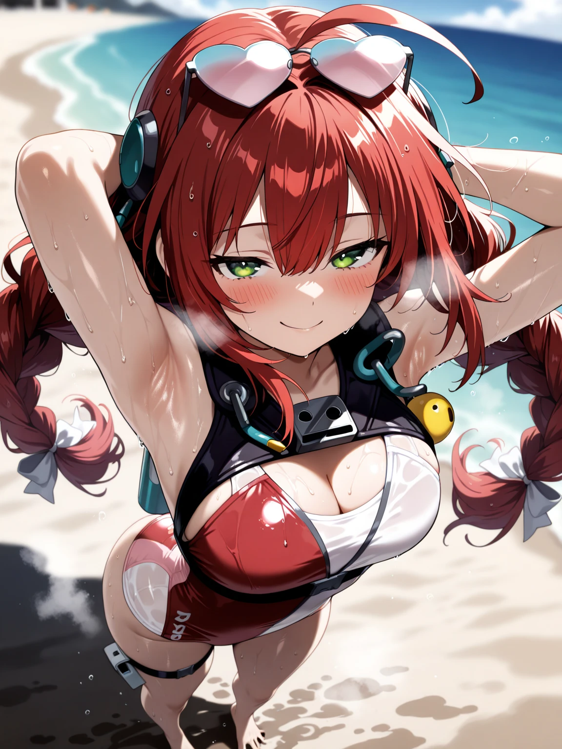 e-girl, sexy, red hair, high quality, dynamic pose, bikini --auto --s2