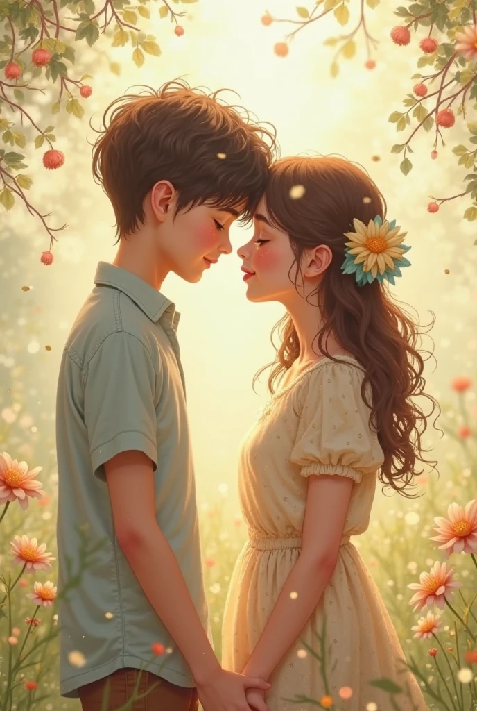 Boy and girl hugging