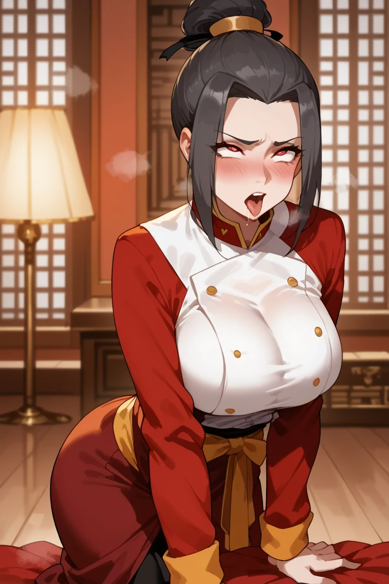 Period drama manga style A 15-year-old super beautiful Chinese girl with black hair in a bun cut(1 person) She is wearing a royal long-sleeved Chinese dress In a dimly lit bedroom Floral Futon She is forced onto all fours by the perverted old emperor and cries in fear. She exposes her nipples and starts having sex with a penis inserted into her pussy in a doggy style position She loses her virginity and becomes pregnant She was creampied with cum from a high-speed piston