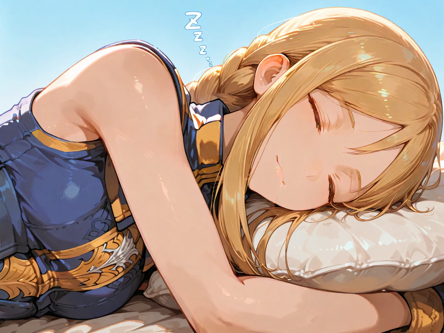 Beautiful girl sleeping on the grass starry skies Japanese anime style