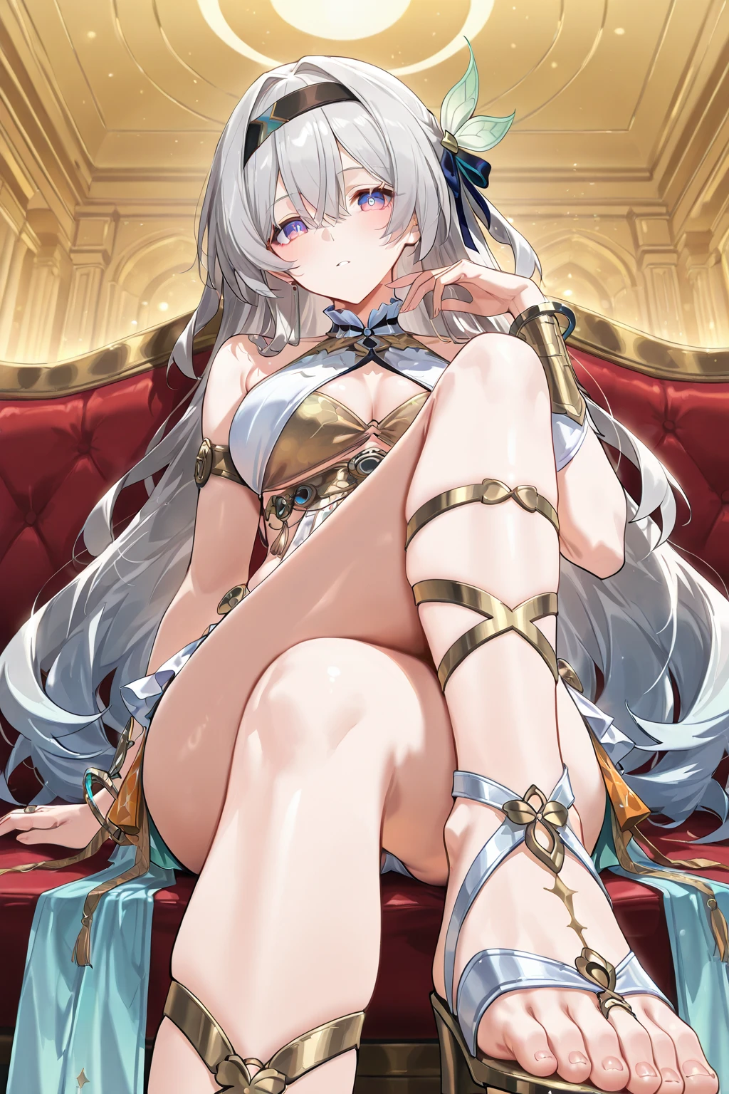 Gray Hair Lori Exhibitionism barefoot Animal ears Small breasts Cross-legged Golden Eyes