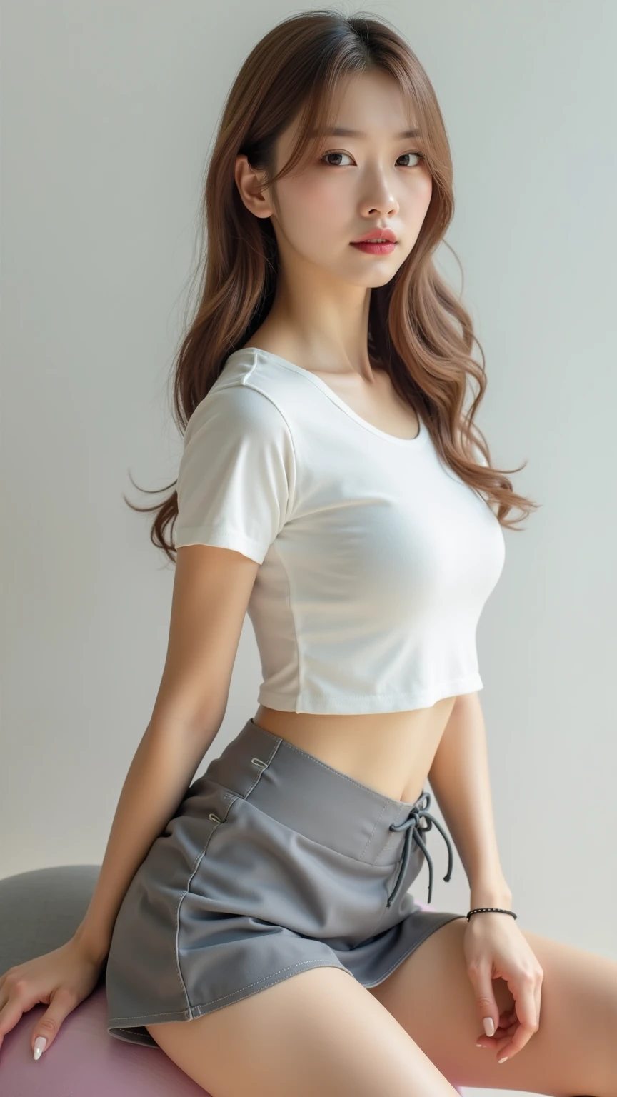 18-year-old, adorable, British girl, 15 years old, portrait ,Tank top((mini skirt))、Thighs Thighs Nose:1.1),   , (high color saturation,catch light:1.0),  (highly detailed skin), (highest quality:1.0), (Super high resolution:1.0) ,(photo-realistic:1.0), (super detailed:1.0), (8K, RAW photo:1.1),( smile:0.8),looking at the viewer