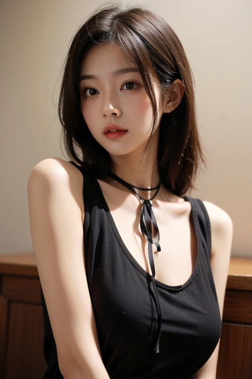 Woman posing for photo wearing purple top and green panties, Black bra, she is wearing a black tank top, alluring tipha lockhart portrait, Black top, gorgeous chinese models, Tifa Lockhart, sport bra and shirt, ff Tifa, Sport Bra, photo of slim girl model, IG Models | Art germ, Beautiful female model