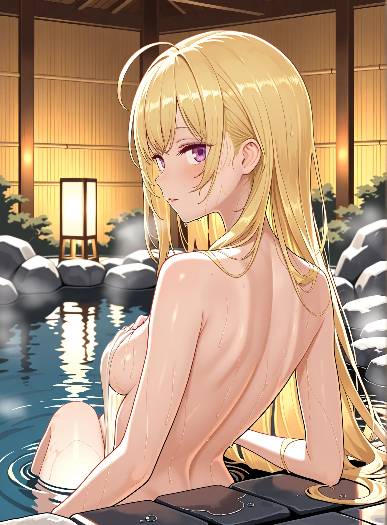 (((standing missionary))), arched back, blush, orgasm, open legs widely, (((full naked))), 1 male, 1 female, (((having sex))), masterpiece, best quality, highres, aanui, long hair, blonde hair, hair between eyes, yellow eyes, large breasts, collarbone, wet, partially submerged, closed eyes, open mouth widely,