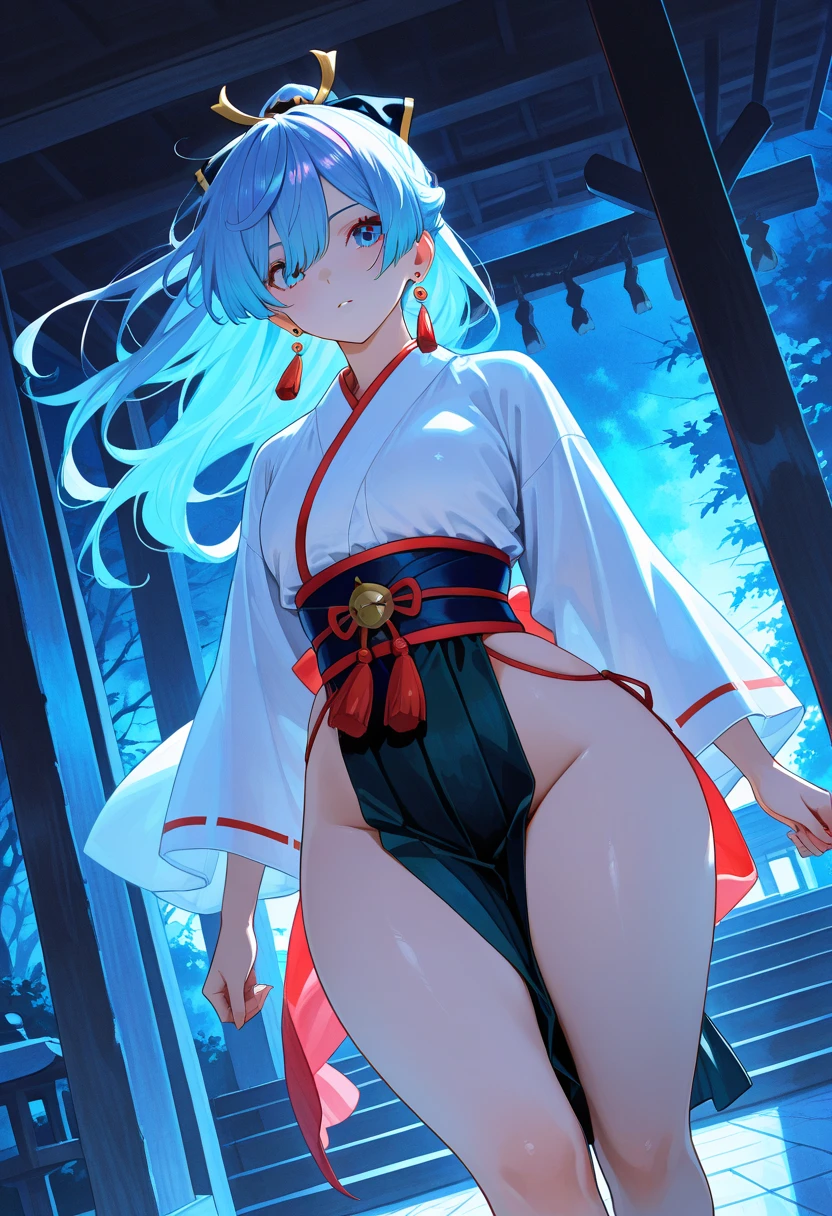 （masterpiece：1.2），Super detailed，lifelike，Expressive eyes，fair skin，perfect face shape，1 girl，
Japanese comics,Gorgeous blue hair,flowing blue hair,flowing clothes,Cat ears,Petals fall,beautiful lola,Baby Angel,
Shaking head with one hand，Cross your legs，Gentle and peaceful background，The pavilion is cool and comfortable,smile,back views,snowing, winter，nun&#39;s Clothes，stately church，。