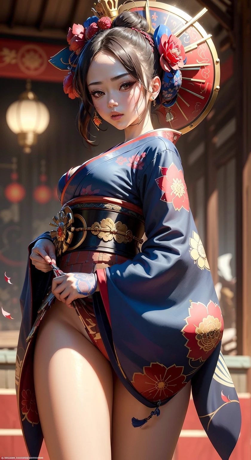 GEISHA- SEXY- KIMONO LIFTED- UPPER BODY- THICK THIGHS- TEMPLE- MEDIEVAL- SWORDS- WARRIOR- SEXY FACE- DETAILED HD- LOW FRAME - BEAUTIFUL- GARTER BELT- DETAILED CORSET- REAR- LOW ANGLE- SUNSET IN THE BACKGROUND- LIGHT TAN MARK