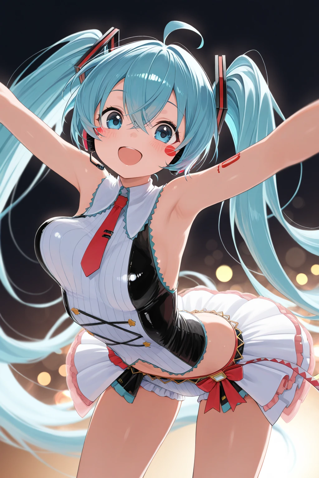 A cup、small breasts、slender、Hatsune Miku、Bunny Girl Cosplay、High leg、fishnet black tights、black glove、Show your armpits、Clothes with a wide open chest、Plump smooth thighs、Drenched in sweat、Sweat dripping、Steam is coming out from around the body、ecstatic expression、Estrus、erotic face、mouth wide open、sticks out tongue、Drool、kupaa、Cumming face、erotic armpits、Bitch、Ahegao、Peeing、Urine leakage、じょばじょばPeeing、Pee、shame、intense exposure、naked、Sukesuke costume、erotic pose、sexy pose、sexy costume、legs wide open、tight costume、incontinence、Jumpy convulsions、erotic pose、