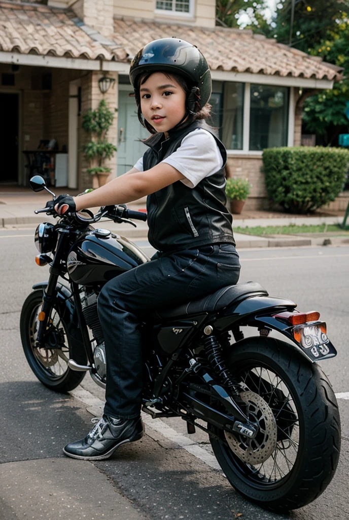 Boy goes on his motorcycle (city of peace)