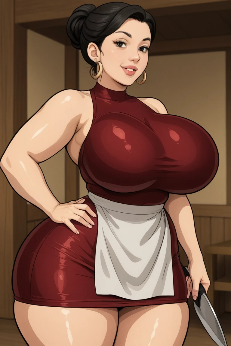 Hot mom,独奏,(:1.3),thick thight,upper legs,Wide buttock,dent in the skin,Double tail,short detailed hair,curlies,ssmile,cheerfulness,(Red lace apron:1.2),cparted lips,plumw,exposed midriff,protruding areolas,gigantic cleavage breasts,4K,realistic humid skin,Armpits,Large curved hips,a variety of poses,Stick out a very long tongue,Fleshy figure,with perfect legs,Hypertrophic,protruding areolas,Bronzed skin,Detailed lips,bubble butt,Dewy,mouth drool,Lick,Place your fingers between your legs,Hungry and thirsty housewives,erected,Wrinkles,Eyes look at the lens,A shy look,Blushing aunt,Two braids,Smooth skin,Very meticulous clothes,Intriguing set,extremly high detail,A detailed face,Gloss on lips,Bronze,onbed,super breasts,Feminine and colorful