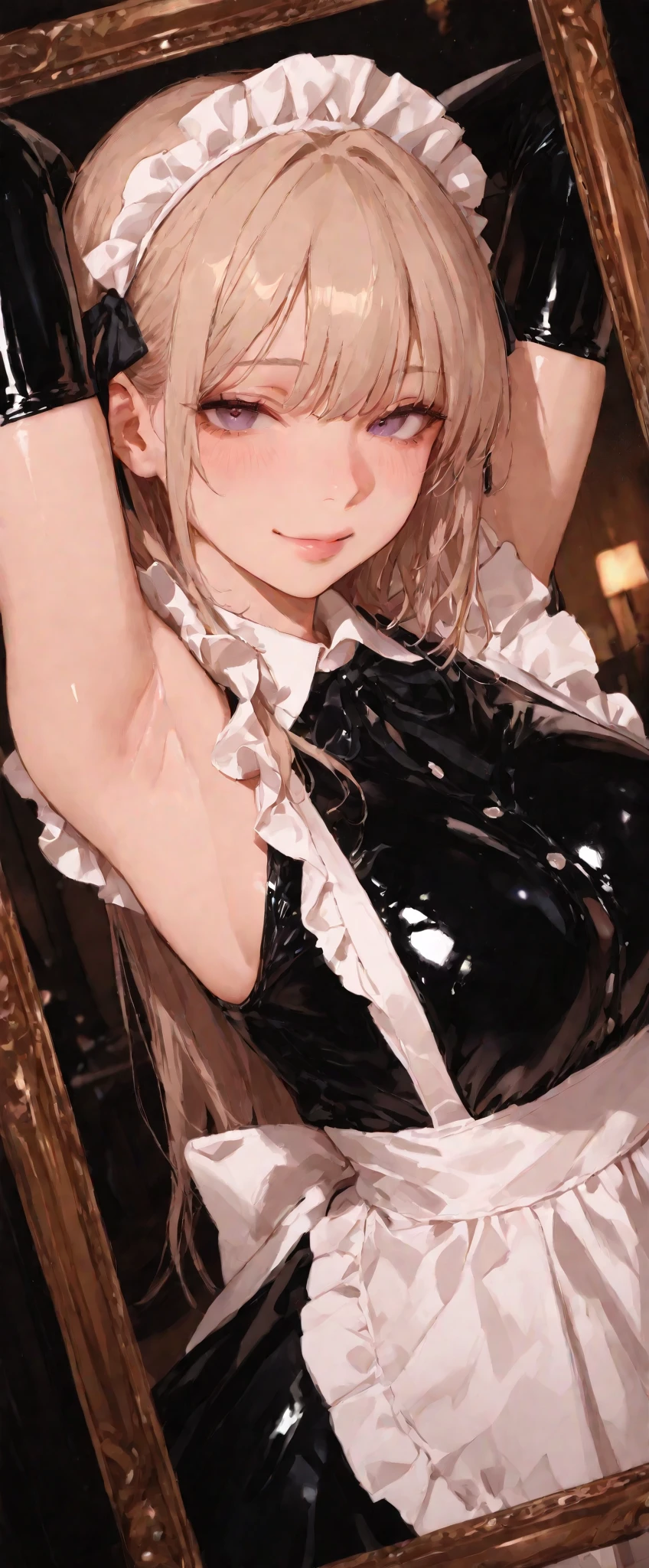(nsfw:1.2), (((HHH))), a precious adult porn special scene, Express all her emphasized feelings through her facial expressions and body language, 
full color, ultra masterpiece, ultra high quality, photorealistic:1.3, ultra high resolution, described in ultra fine detail down to the minutiae, sharp, clearly, textured, depth of field, professional composition and lighting, (close-up shot), 
sexy, sensual, erotic, eros, horny, sexually aroused, (panting), sticky slimy, (raw), shiny, glaring, rich, sexual ecstasy paradise, a flashy party, 
top grade flashy:1.1 virgin killer courtesan, ((She is coming almost right in front of me)), (looking up and (enraptured:1.1 rapt:1.1 (half-open)) bedroom eyes to downward camera view)), 
wearing ((fine gold color (shiny reflective (polished:1.5) metallic polyester) sexy lingerie porn party dress)), (puffy nipples under the lingerie), (breasts spilling over the bra due to being tight), skindentation, Wedgie, 
beautiful sexy face, detailed mouth:1.1, detailed too shiny lips:1.1, large firm breasts, oily damp translucent skin, blonde messy loose (updo) hair, gold simple necklace earrings,
((blush)), (sweat), a little particle sweat drops, (((steam))), ((sigh)), (((((drooling))))), (((ecstasy))), ((orgasm)), ((((cum on body)))), 
ecstatic attentive escort service, energetically, ((blissful:1.5 ecstatic expression:1.1)), oral vagina, Drooling slimy tongue, She took a libido booster and her sexual energy has increased, Give me her special H service that captivates boys, ((handjob)), 