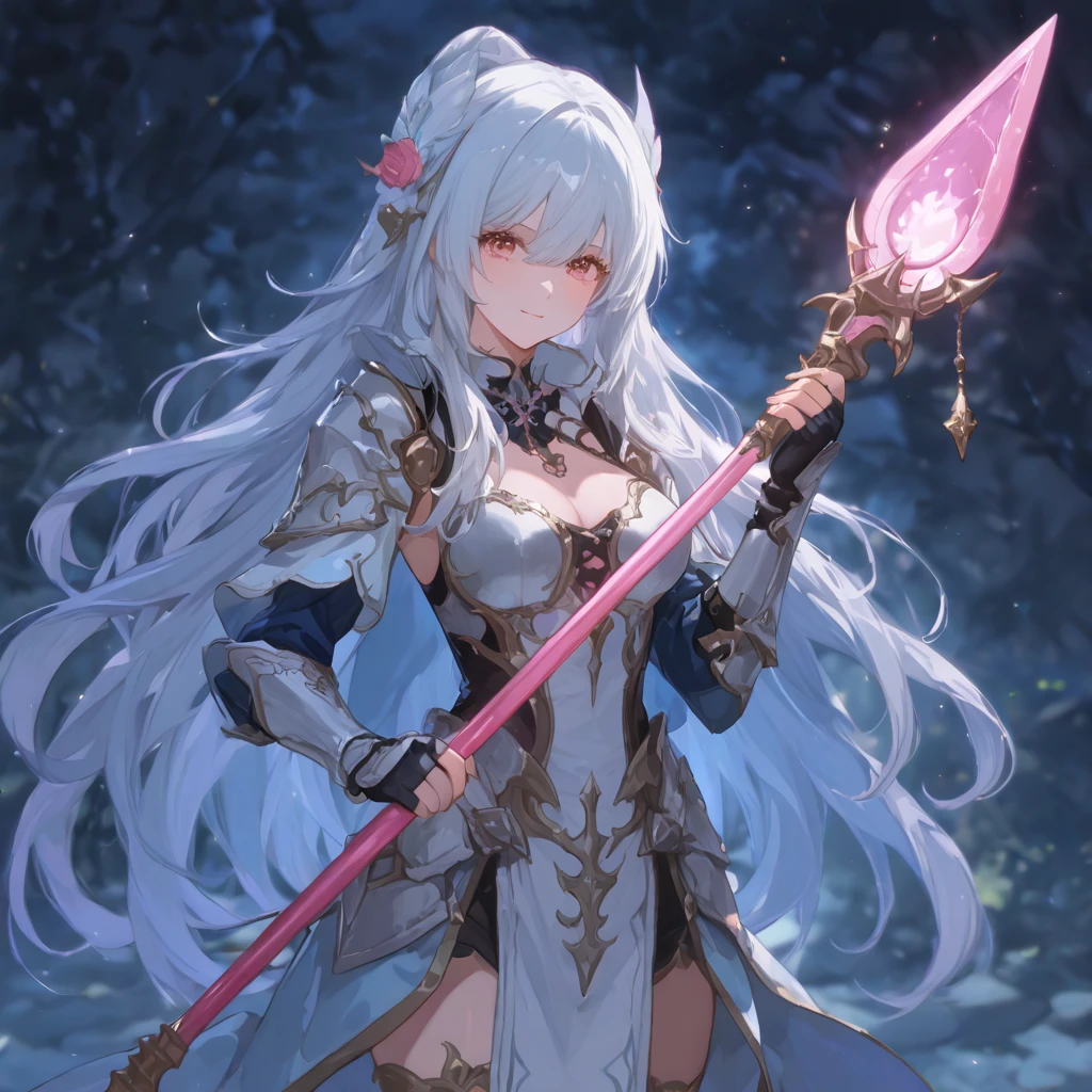 Lyria Nightblade emerges from the forest shadows, an elf warrior of medium height, but with a presence that defies his stature. Her midnight black hair falls in intricate braids over her shoulders., enfeitadas com penas de corvos noturnos. Seus olhos, de um verde profundo, glow with the intensity of a predator in the darkness.
Vestida em uma armadura negra e prateada, Lyria is a vision of lethal elegance. The light of the full moon reflects off the sharp blades of his double daggers, presas em suas costas. Each piece of his armor is adorned with interlocking patterns., remembering the shadows that dance on the forest leaves in the moonlight.
Lyria advances with silent agility, your footsteps barely disturb the fallen leaves. Ela carrega um arco curto e uma aljava de flechas nas costas, ready to fire well-aimed arrows at any threat that may arise. Your skillful hands, enluvadas em couro escuro, transmitem uma destreza letal.
The full moon illuminates your pale skin, contrasting with the darkness of his clothes. The silver tattoos that adorn his forearms catch the light, forming mystical patterns that reveal a deep connection to shadow magic. She is a warrior who not only uses darkness as an ally, mas incorpora seu poder em cada movimento.
Ao chegar a uma clareira, Lyria desacelera, os olhos fixos na lua cheia acima dela. Your keen senses perceive movement in the shadows around you., and she positions herself with feline grace, ready to face any threat that may approach.
The atmosphere around Lyria is charged with tension, but his determined expression reveals an unshakable confidence in his abilities. As the full moon continues to cast its silvery glow over the scene, Lyria Nightblade remains the embodiment of strength, cunning and grace of the elf warrior in the majestic night forest.