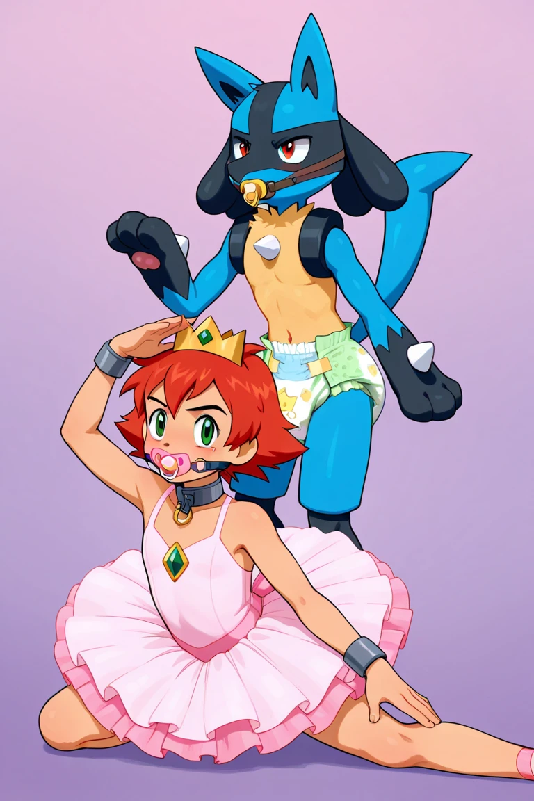 anime convention poster, with two muscular dancers, one is dressed in pikachu underwear and pikachu ears and the other is dressed in vaporeon., They have a Chinese monkey in their midst and in the background it will be a party in a club