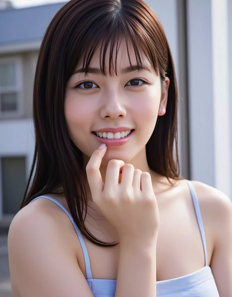 Mature attractive woman、people々、Chubby、Large Breasts、Laughter、Water Cottage、((Highest quality, 8k,)), Browsing Caution, Heavy chest,Accurate手足, (masterpiece:1.3), Realistic, photo-Realistic, RAW Photos, Beautifully detailed face, Perfect body, Beautiful Face, Accurate, Anatomically correct,Natural neck length, (Beautiful Hそしてs), (Fair skin:1.2), (Highest quality:1.4), finely,(とてもBeautiful Faceのディテール), (Big Breasts:1.4),フルnude、Fashion model posing、nude、thin、Are thin、Hips、thin脚、Crotch opening、Spread your legs、フルnude,Exposing her breasts、naked、, (Bright light:1.2), (Improvement of quality:1.4), (Highest qualityのリアルテクスチャスキン:1.4), Detailed eyes, finely描かれた顔, (smile:0), (Enhance the mood of your body line:1.1), (Enhances the beauty of skin texture.:1.1)、Making a peace sign with both hands towards the camera、topless
