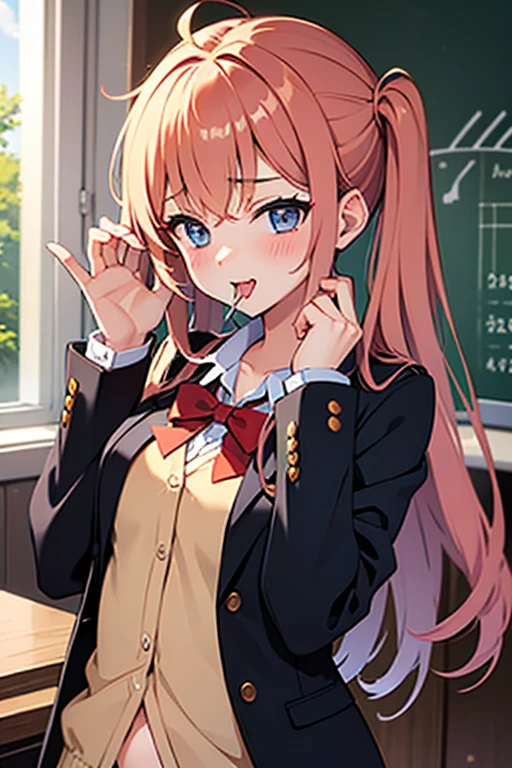 (((Standing posture))、(((Shiny underwear)))、Highest quality, 8k, masterpiece :1.3)), whole body, Sharp focus :One Girl,Shiny skin,Sexy pose,Highest quality,Tabletop,shape,Very delicate and beautiful,Hmph,8k壁紙,wonderful,In detail,Official Art,Very detailedなティッカーUnity 8k壁紙,Incredibly ridiculous,Large file size,Very detailedな,High resolution,Very detailed,Beautiful detailed girl,Realistic,X-ray,The queue is full,(((Uniform Blazer、mini skirt)))、(((Big Breasts、Long Hair)))、(((School、classroom)))、, ((茶色のLong Hair、))、Sexy pose、Hairstyle: Long hair、Two hands、Nakano Miku、Wearing high socks