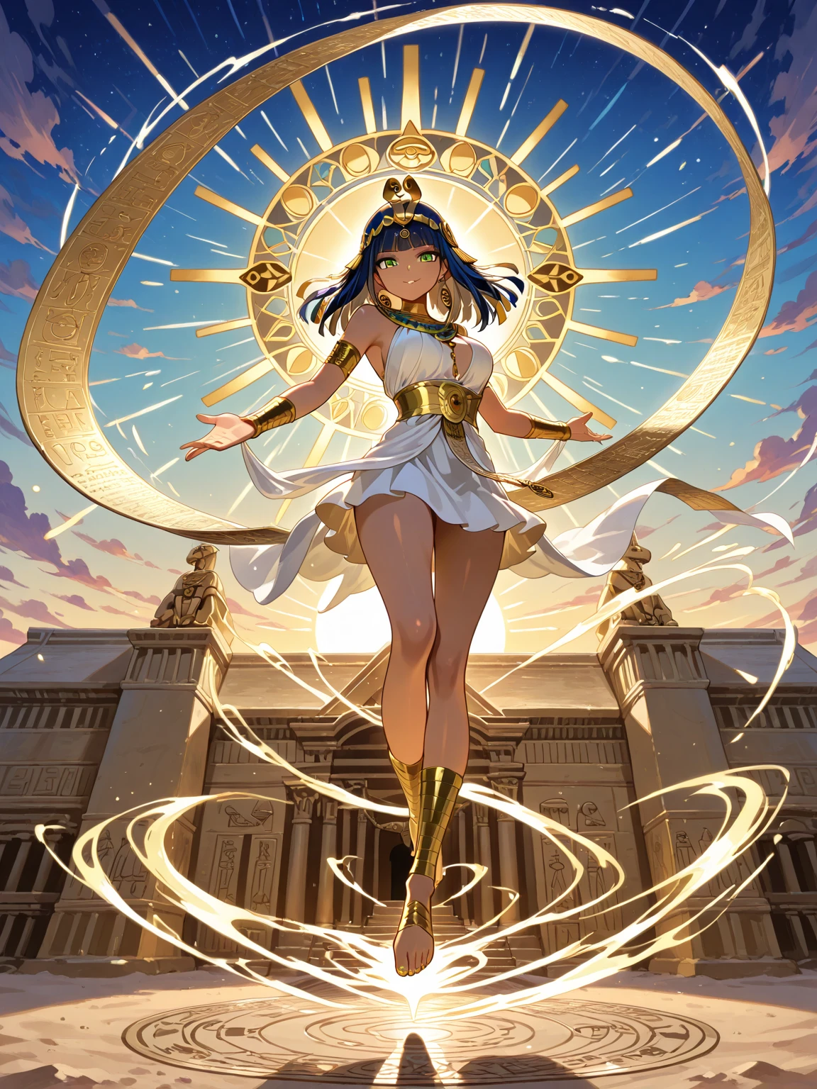 Ancient Egyptian civilization，wide wide shot，Nile River，pyramid，setting sun，The river extends to the horizon，epic sense，Sense of grandeur