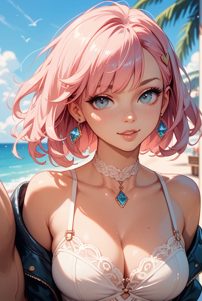 best quality, masterpiece, hyper detailed+, detailed light pink hair+, detailed long hair, detailed green eyes+, juicy lips, 4K, HD+, perfect detail, pale skin,dramatic shadows, huge breasts, large thighs+, iridescent sheen+, vivid colors+, highest quality, detailed green eyes++, higher quality+, gyaru+, gyaru outfit+, sasha(bratz), pale skin+, huge lips, stylish++, model+ , nighttime, pale skin+, soft smirk+, red lipstick+, green eyes+, up close++,(ultra detailed,extremely detailed),(photorealistic artwork:1.37),(extremely detailed CG unity 8k wallpaper),(((vibrant colors,vibrant theme))),(intricate),(masterpiece),(best quality),artistic photography,(photography taken by sldr),(intricate background),perfect rendered face,perfect face details,realistic face,photo realistic,((intricate detail)),(((realism))), pale skin, white woman